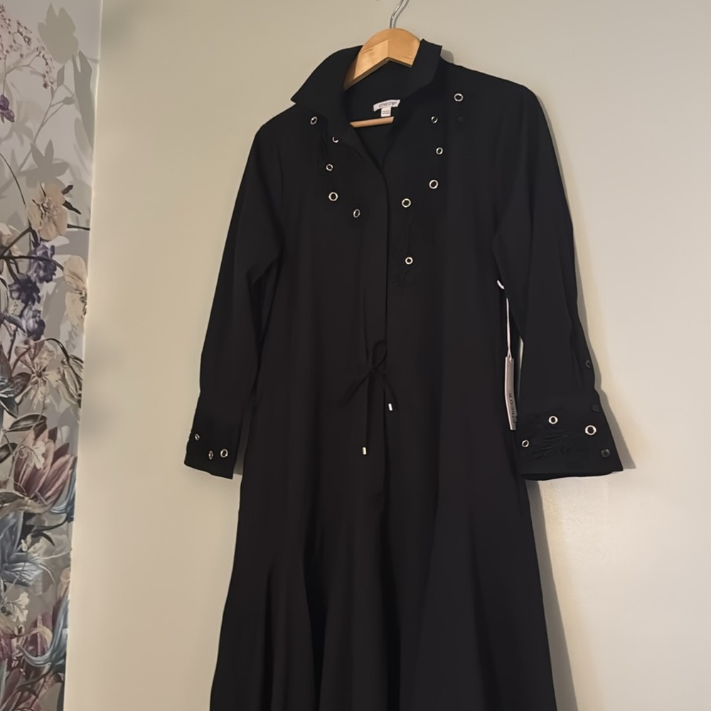 Chico's Black Midi Dress with Eyelet Details